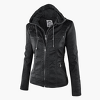 Seraphina | Black Faux Leather Jacket With Faux Fur Trim Detail — Black