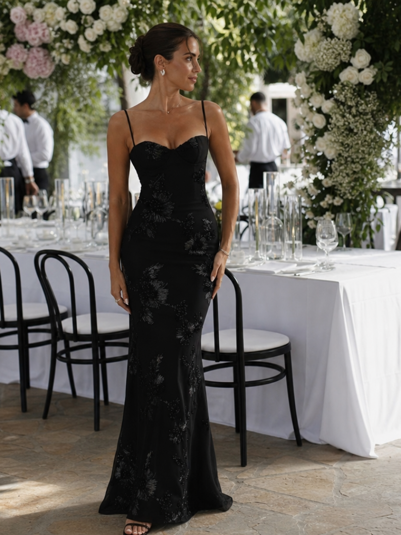 Celestine | Spaghetti Strap Corset Bodice Maxi Dress