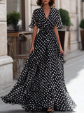 Constance | V-Neck Chiffon Dot Dress for Garden Party Occasions