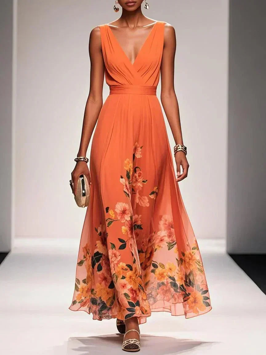 Celestine | Drop Waist Floral Maxi Wedding Guest Dress