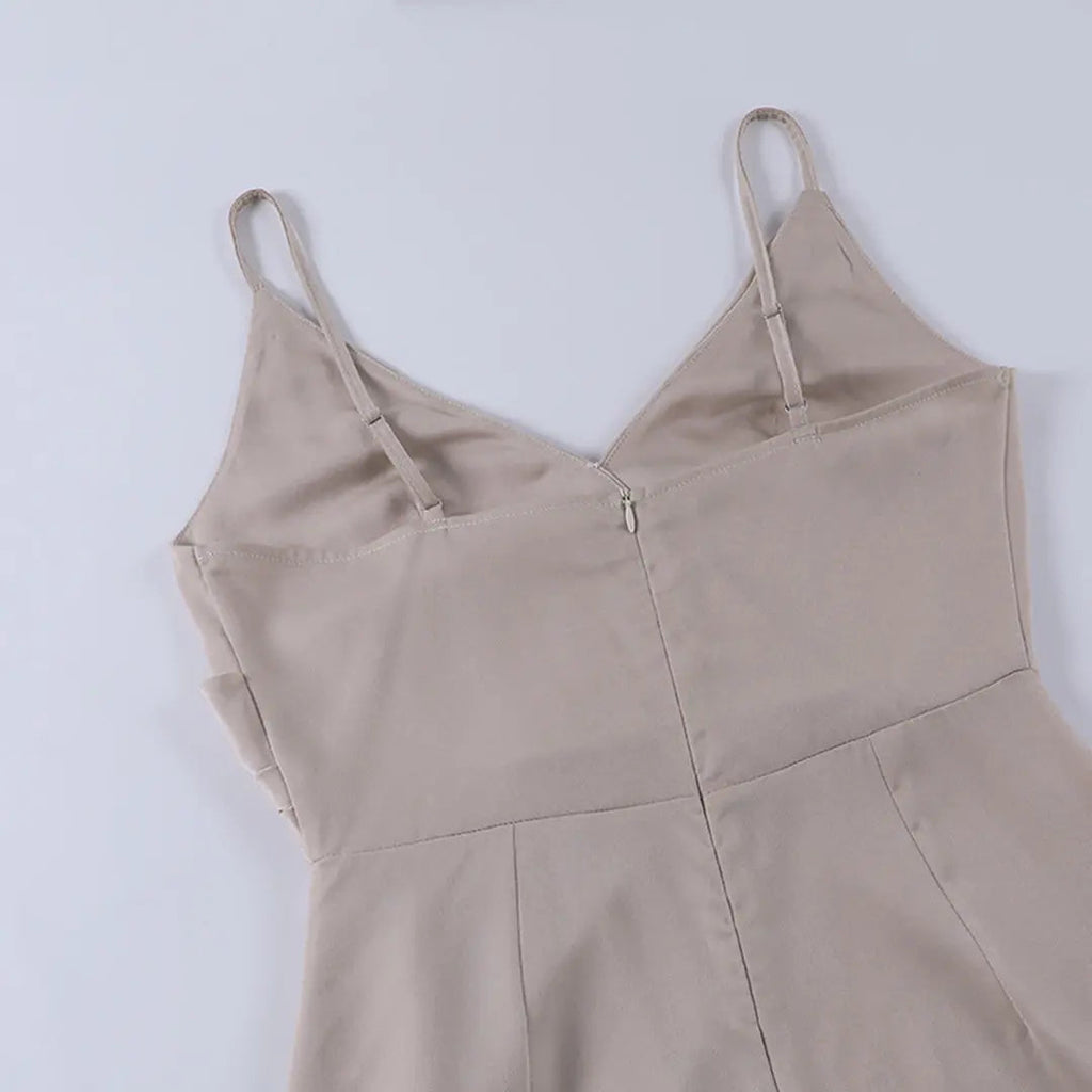Genevieve | Elegant Slip Dress with V-Neck Slit Maxi Design