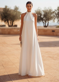 Isadora | Halter Neck White Maxi Dress