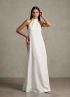 Isadora | Halter Neck White Maxi Dress