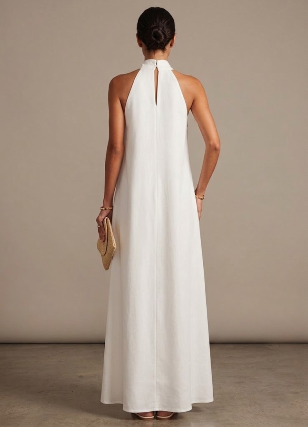 Isadora | Halter Neck White Maxi Dress