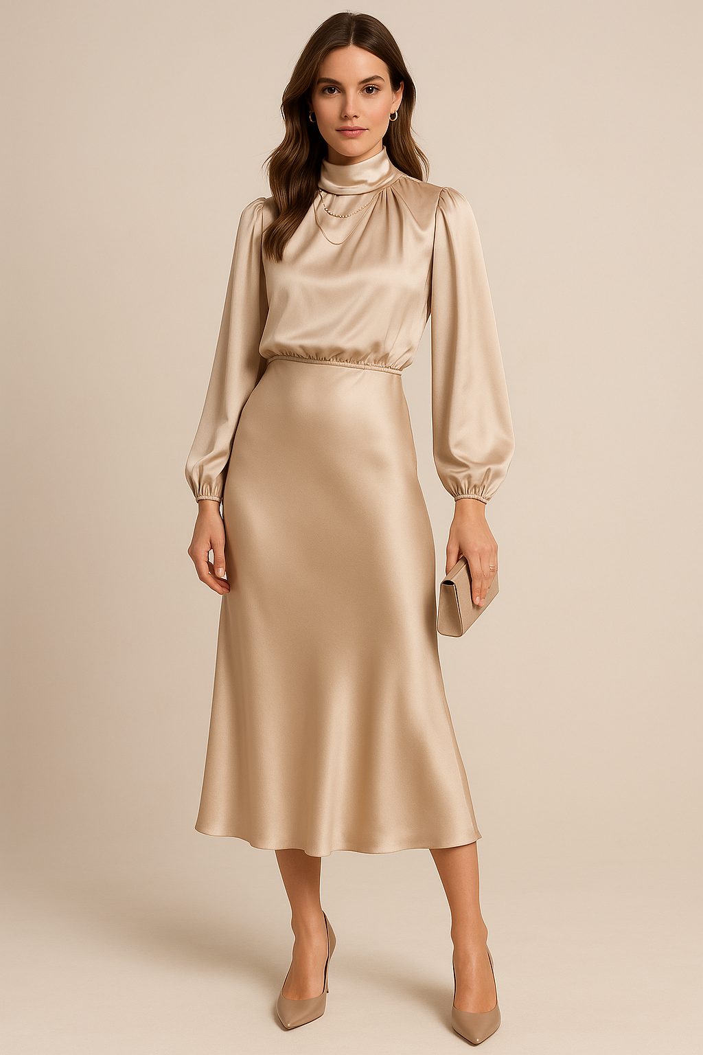 Theodora | Halter Neck High Waist Midi Dress