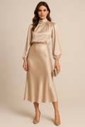Theodora | Halter Neck High Waist Midi Dress