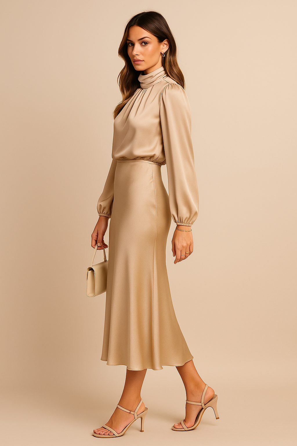 Theodora | Halter Neck High Waist Midi Dress