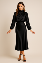 Theodora | Halter Neck High Waist Midi Dress