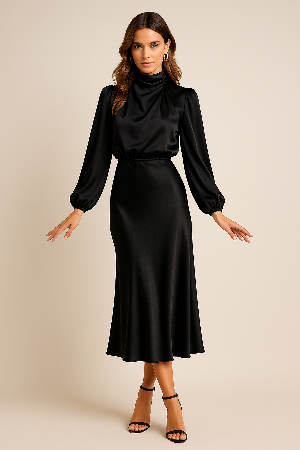 Theodora | Halter Neck High Waist Midi Dress