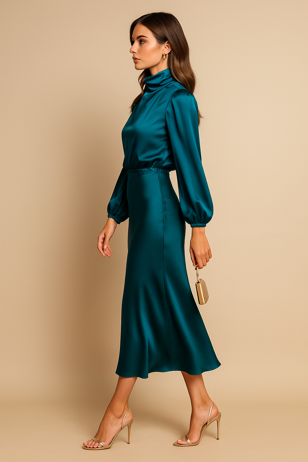 Theodora | Halter Neck High Waist Midi Dress