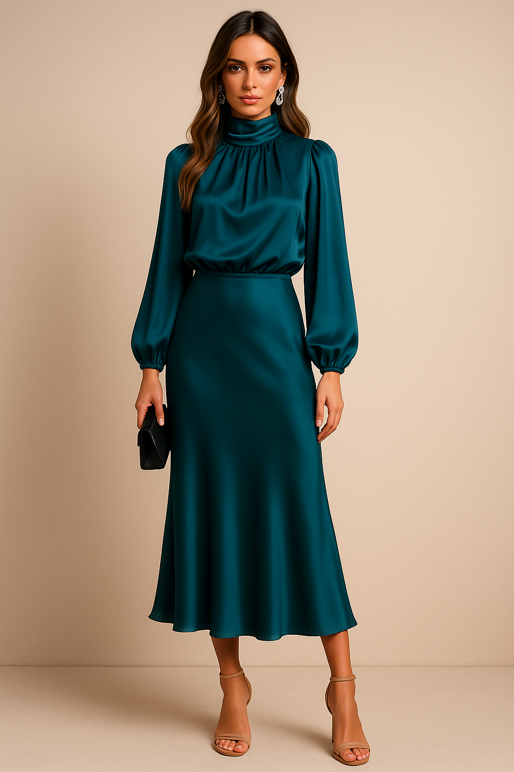 Theodora | Halter Neck High Waist Midi Dress