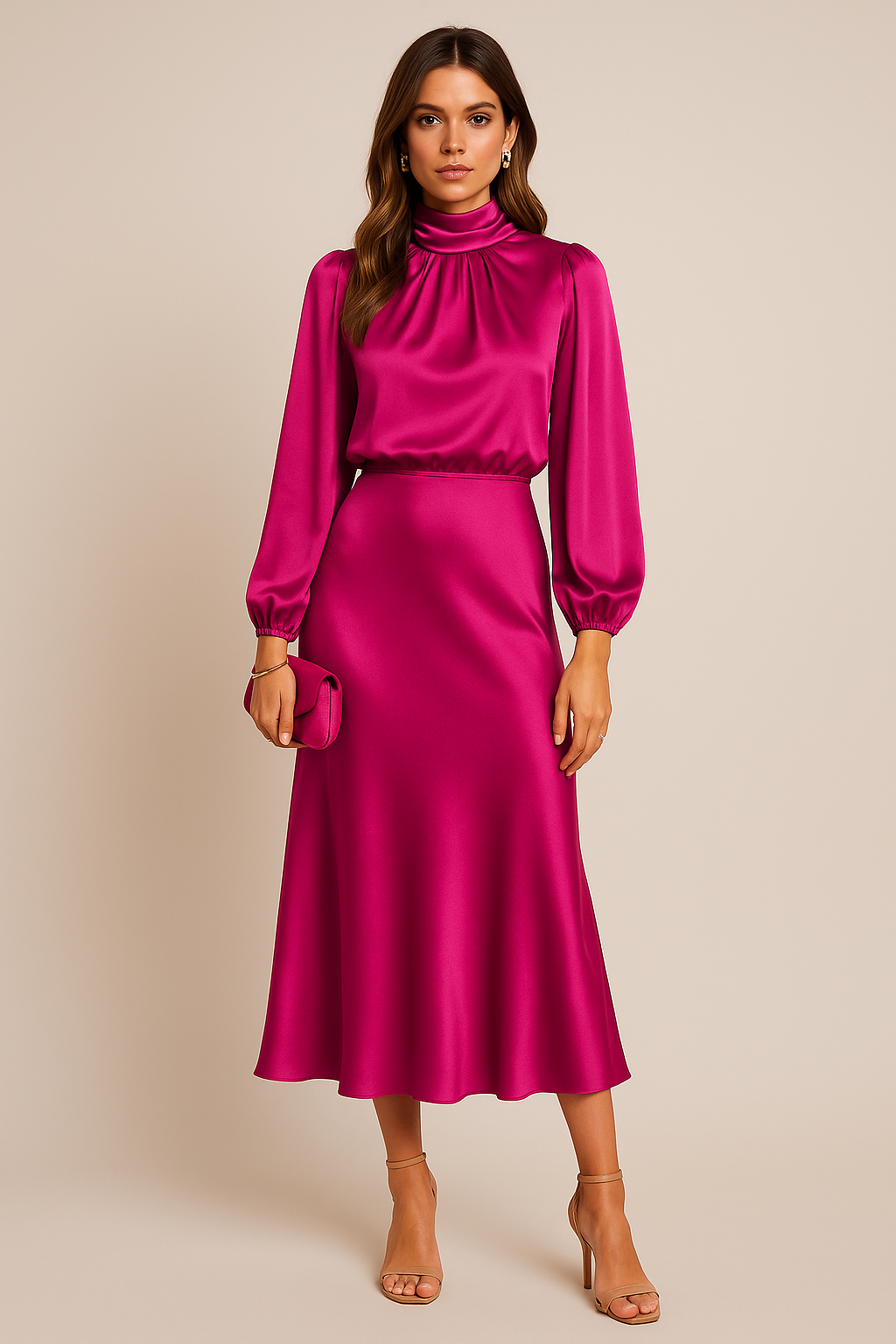 Theodora | Halter Neck High Waist Midi Dress