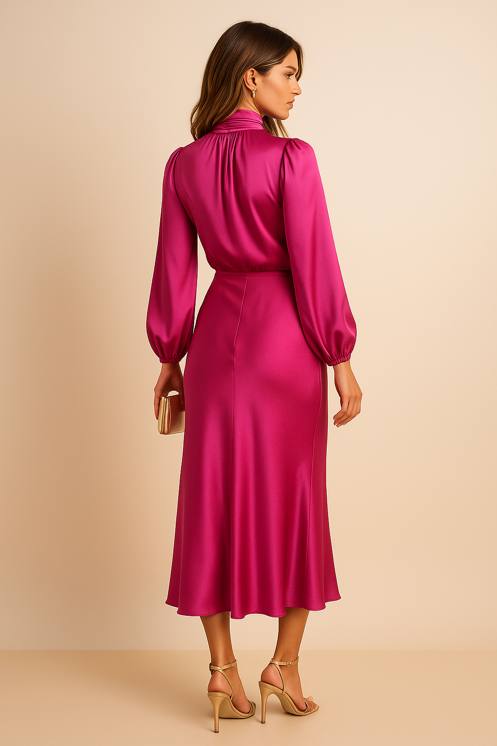 Theodora | Halter Neck High Waist Midi Dress