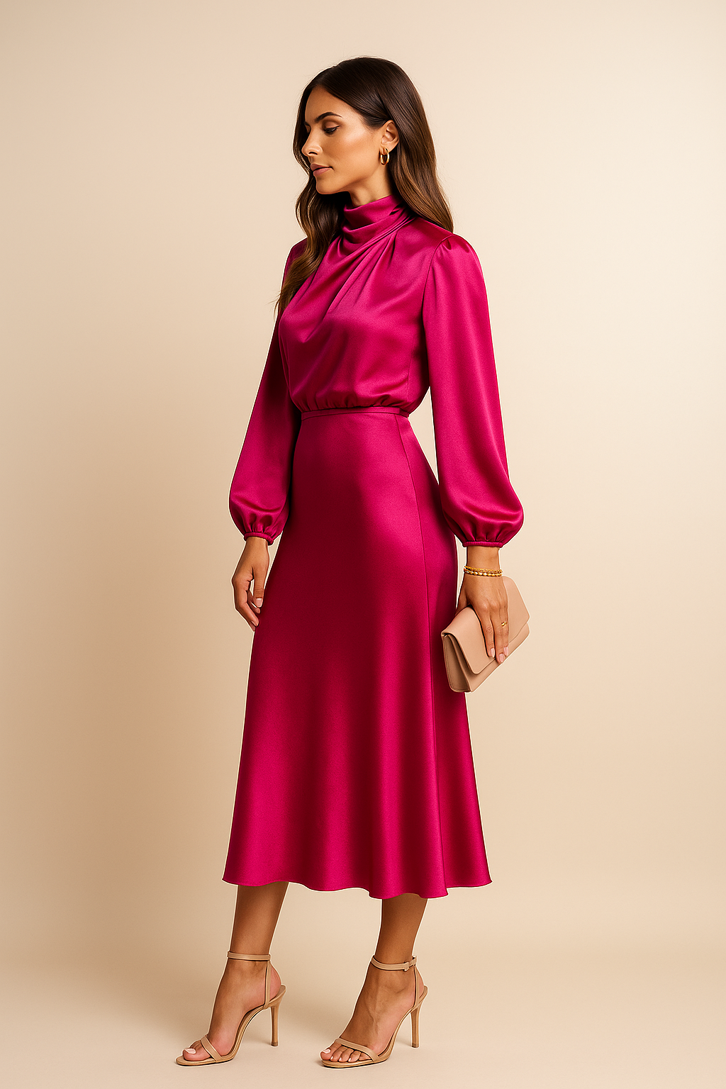 Theodora | Halter Neck High Waist Midi Dress