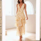 Sabine | Layered Ruched Floral Maxi Garden Party Dress