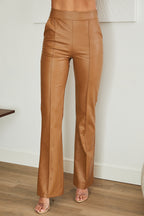 Lucinda | Faux Leather Jacket Style Tailored Straight Trousers