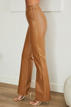 Lucinda | Faux Leather Jacket Style Tailored Straight Trousers