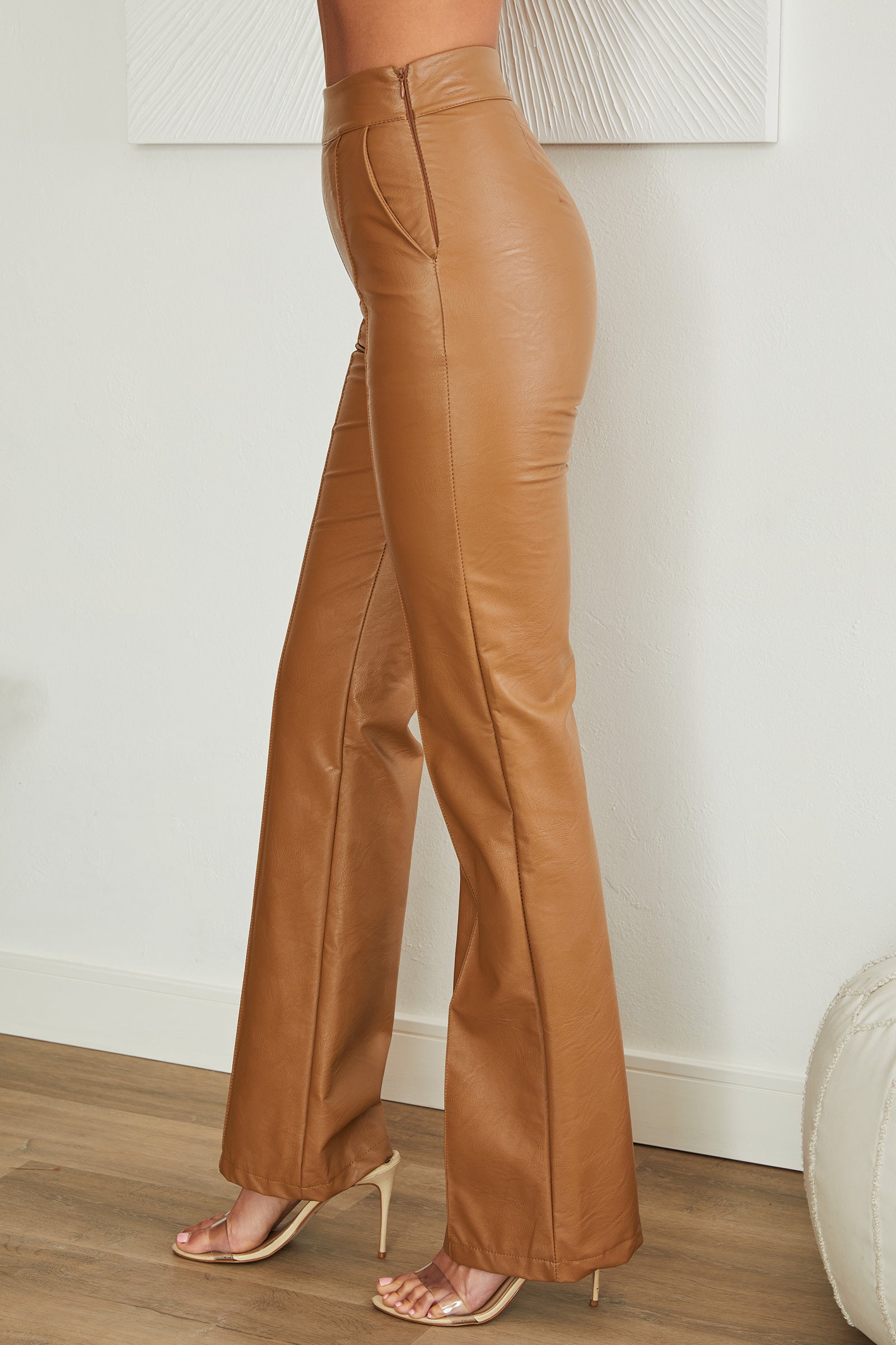 Lucinda | Faux Leather Jacket Style Tailored Straight Trousers