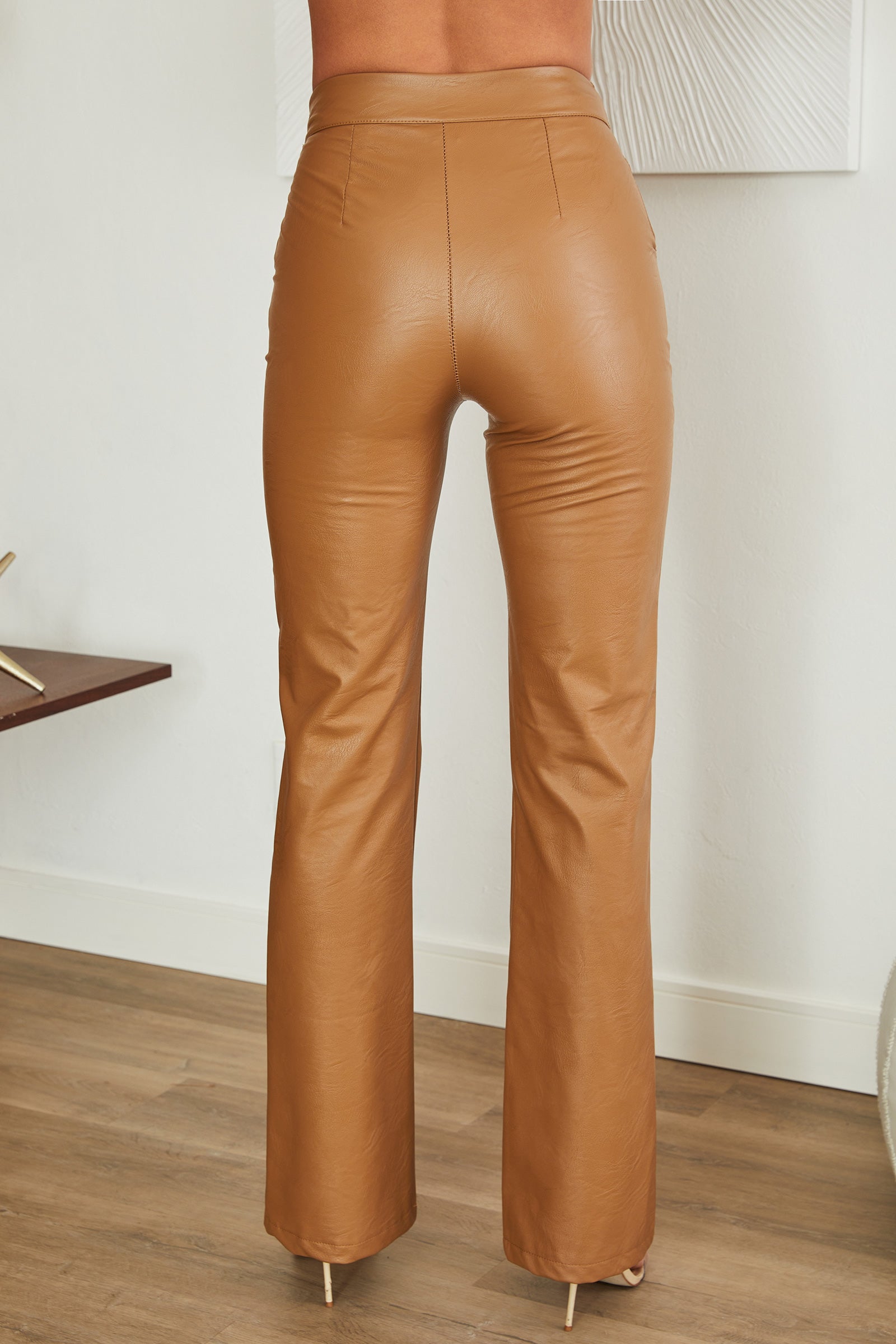 Lucinda | Faux Leather Jacket Style Tailored Straight Trousers