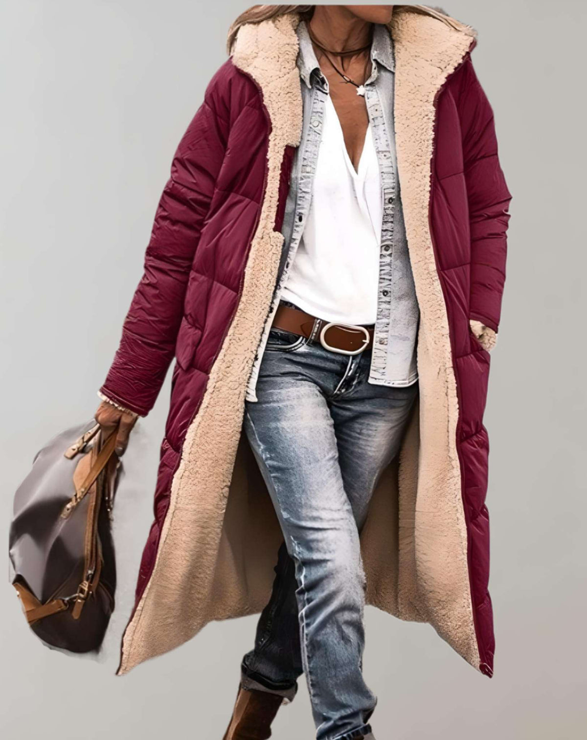 Noelle | Long Padded Puffer Jacket Winter Coat — Red