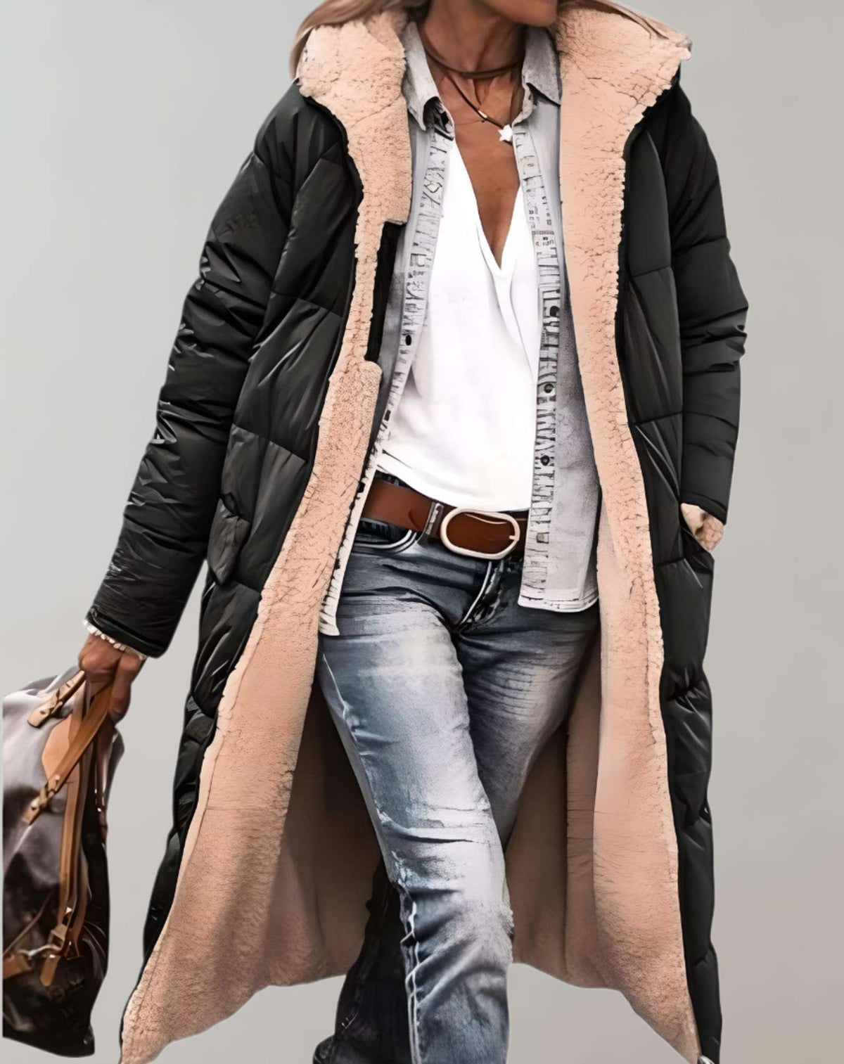 Noelle | Long Padded Puffer Jacket Winter Coat — Black