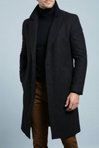 Julius | Long Formal Wool Winter Coat Brown Smart Overcoats — Black