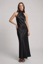 Lucinda | Halterneck Satin Winter Wedding Guest Dresses