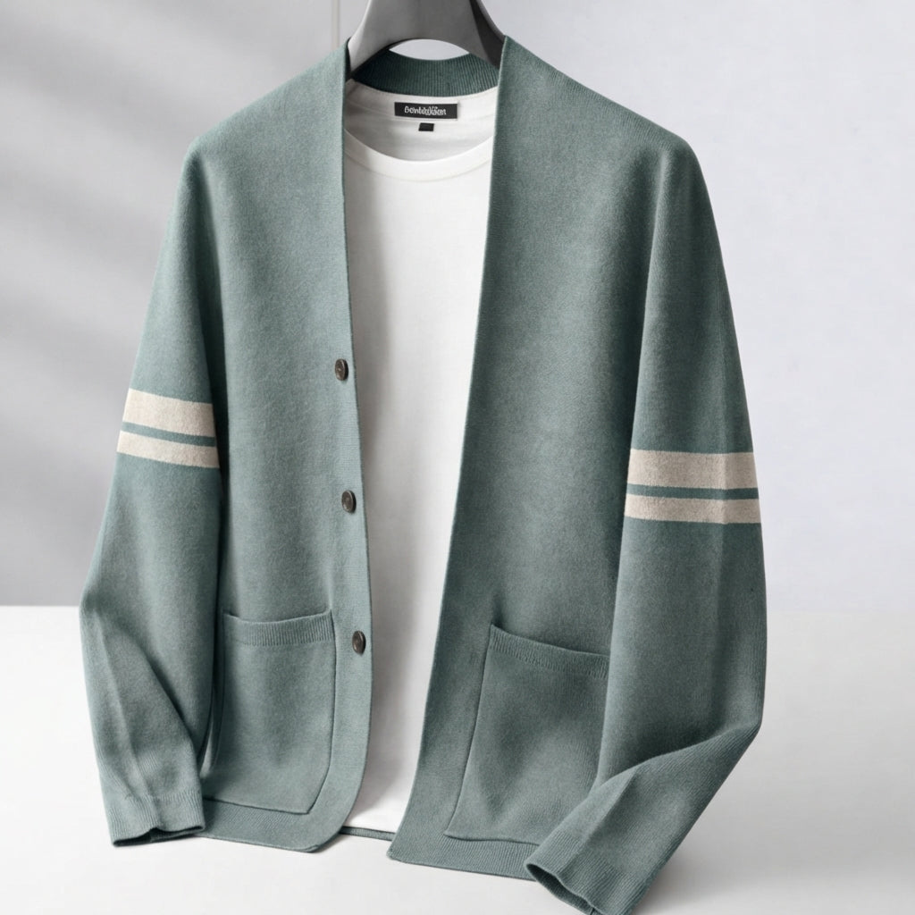 Katarina | Chunky Cable Knit Lightweight Cream Cardigan Sweater — Royal Blue