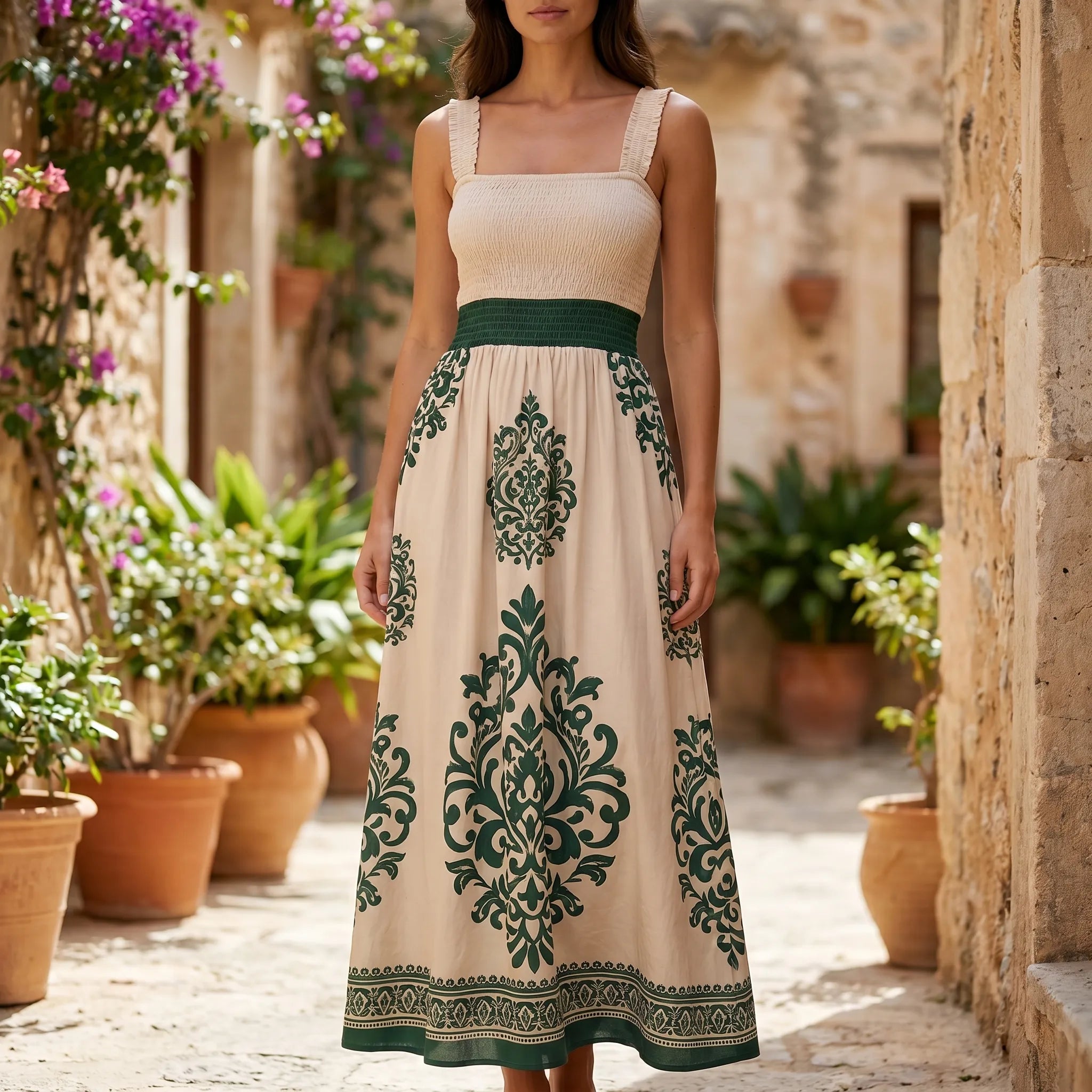 Breezella - Smocked Bodice Maxi Dress Smocked Bodice Maxi Dress 