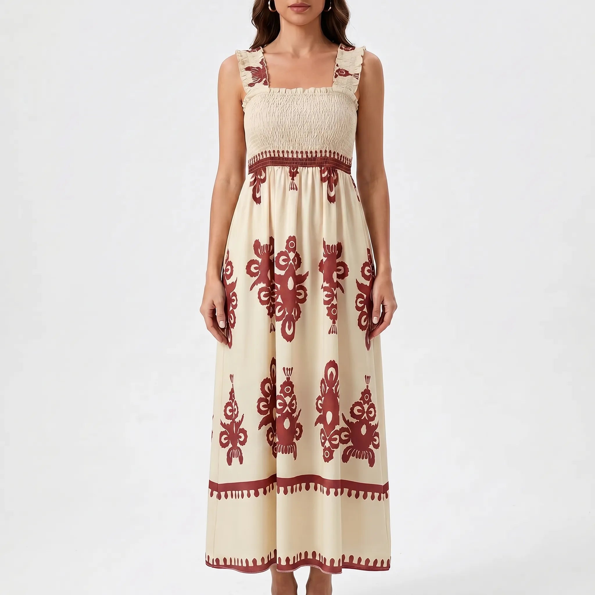Breezella - Smocked Bodice Maxi Dress Smocked Bodice Maxi Dress 