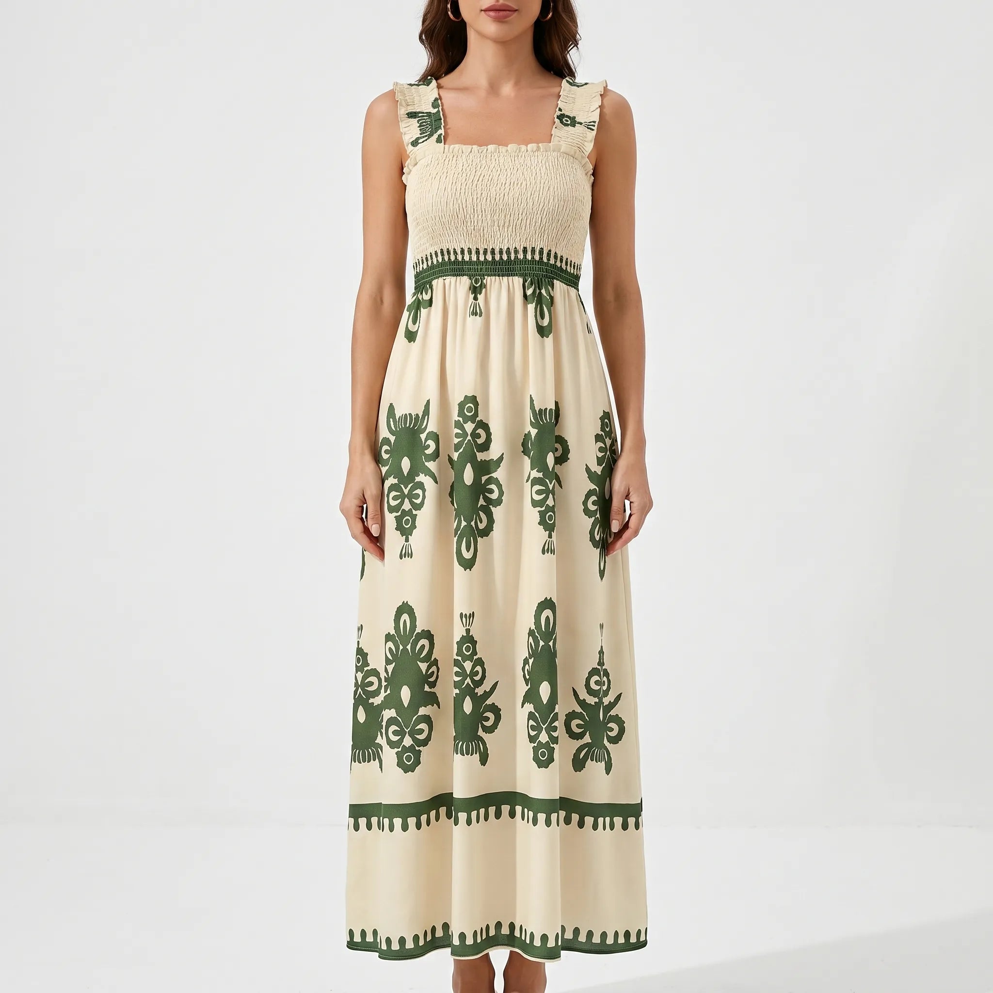 Breezella - Smocked Bodice Maxi Dress Smocked Bodice Maxi Dress 