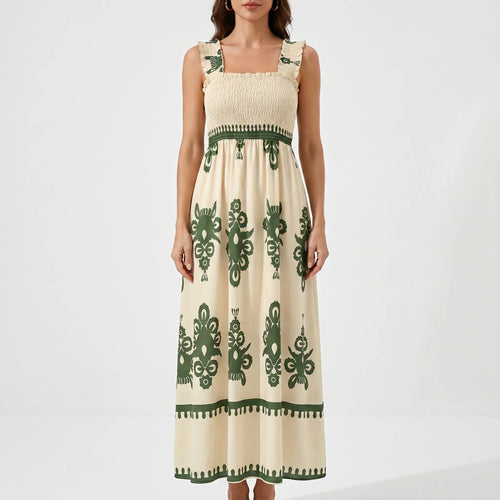 Breezella - Smocked Bodice Maxi Dress Smocked Bodice Maxi Dress 