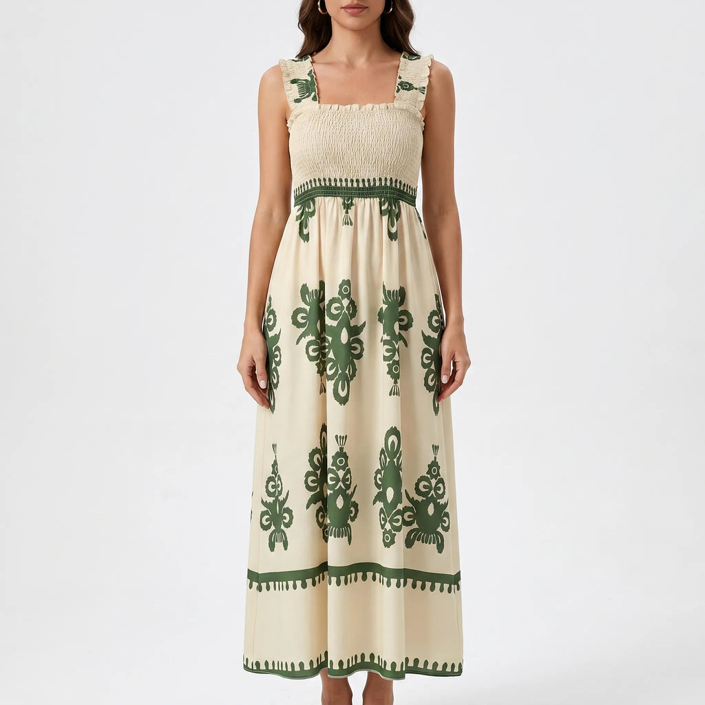 Breezella - Smocked Bodice Maxi Dress Smocked Bodice Maxi Dress 