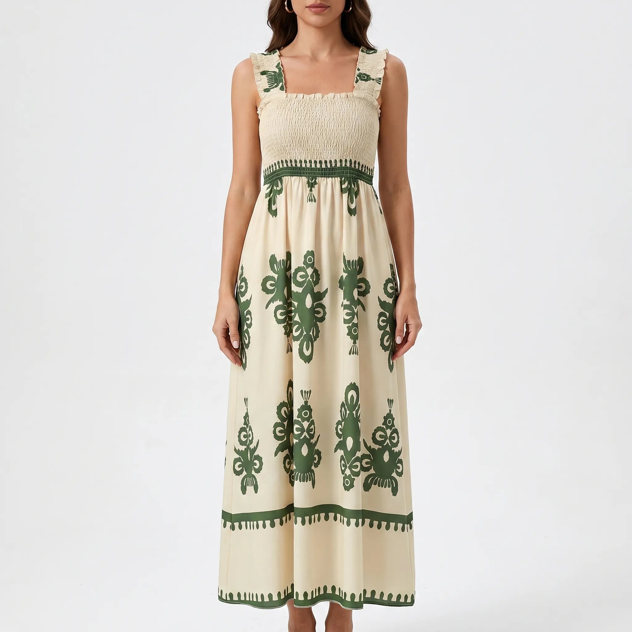Breezella - Smocked Bodice Maxi Dress Smocked Bodice Maxi Dress 
