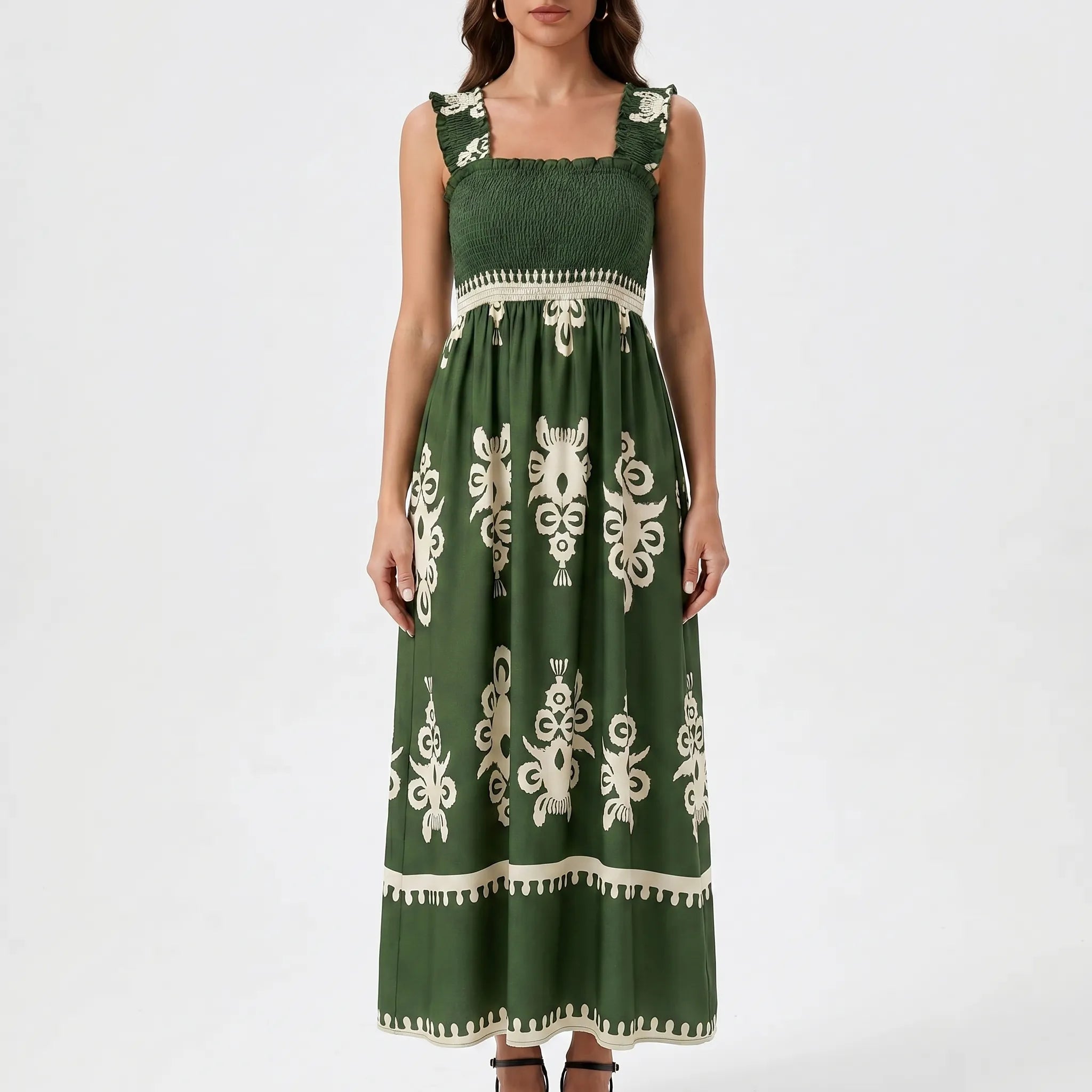 Breezella - Smocked Bodice Maxi Dress Smocked Bodice Maxi Dress 