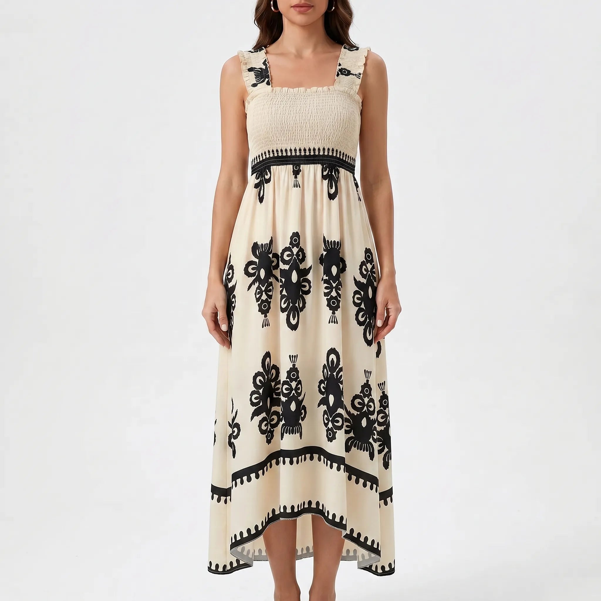 Breezella - Smocked Bodice Maxi Dress Smocked Bodice Maxi Dress 