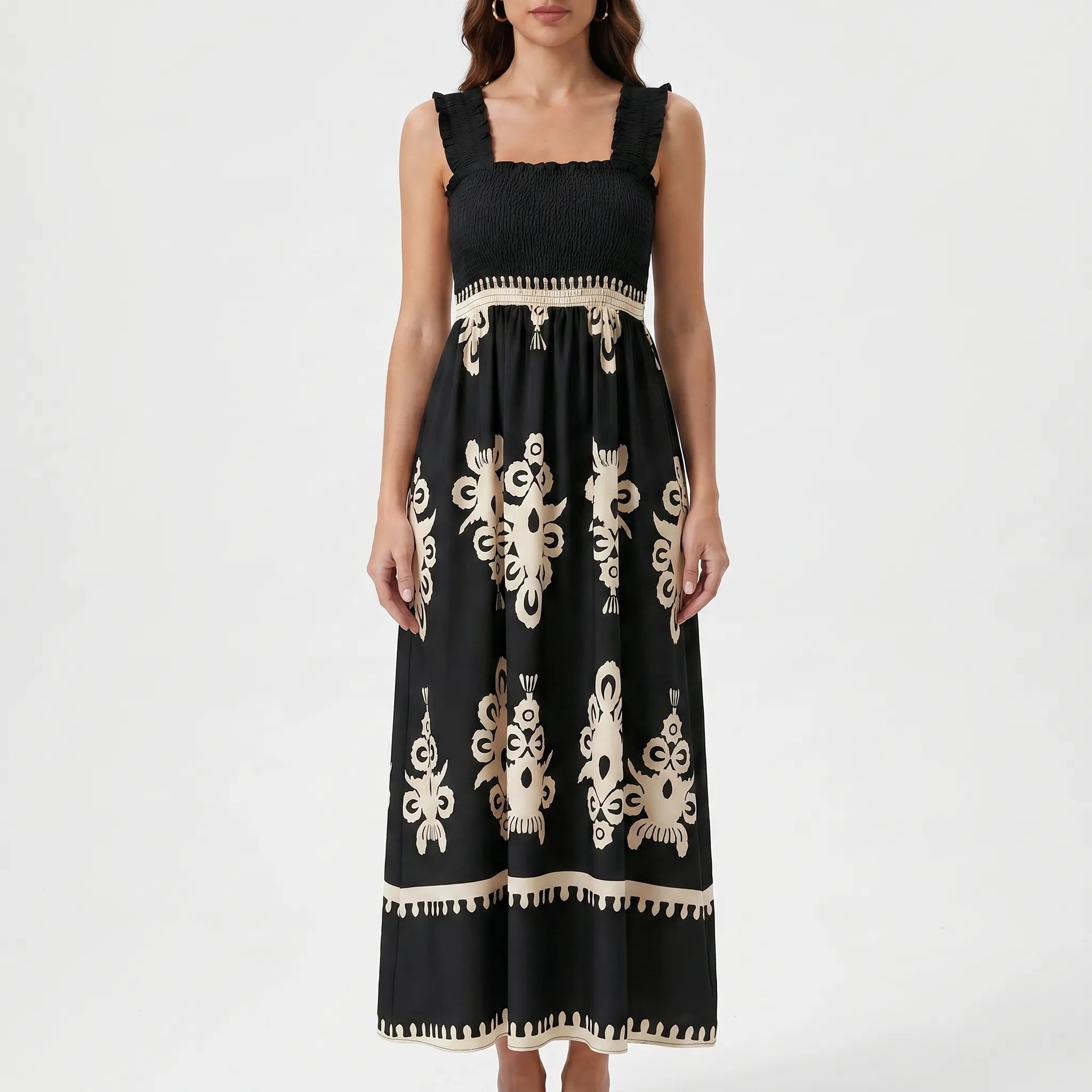 Breezella - Smocked Bodice Maxi Dress Smocked Bodice Maxi Dress 