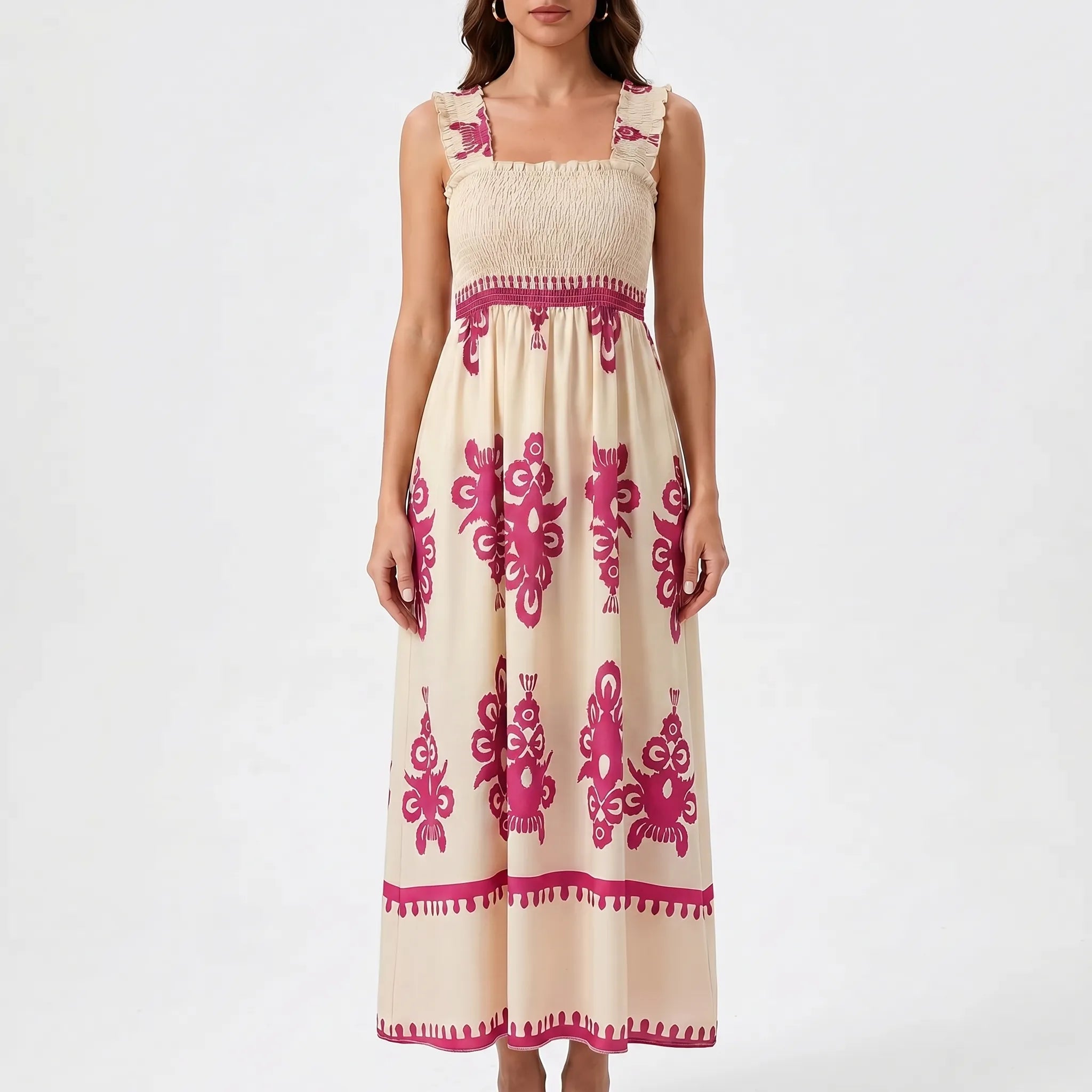 Breezella - Smocked Bodice Maxi Dress Smocked Bodice Maxi Dress 