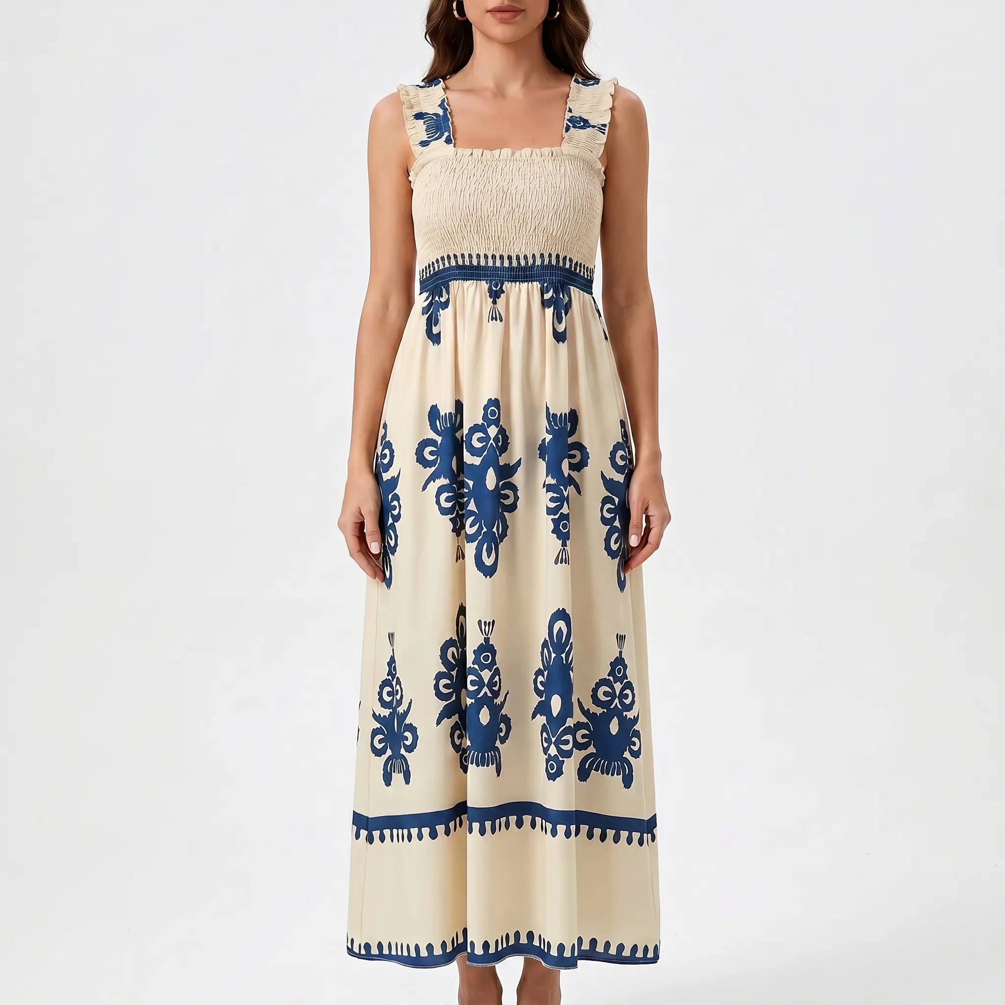 Breezella - Smocked Bodice Maxi Dress Smocked Bodice Maxi Dress 