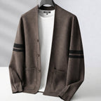 Katarina | Chunky Cable Knit Lightweight Cream Cardigan Sweater — Brown
