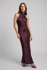 Lucinda | Halterneck Satin Winter Wedding Guest Dress