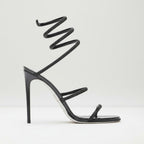Mirabelle | Gold Block Heels For Wedding Spiral Wrap Sandals