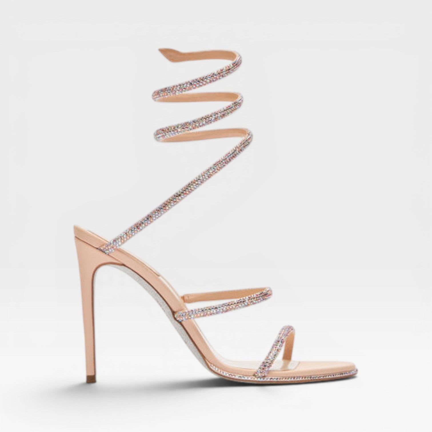 Mirabelle | Gold Block Heels For Wedding Spiral Wrap Sandals