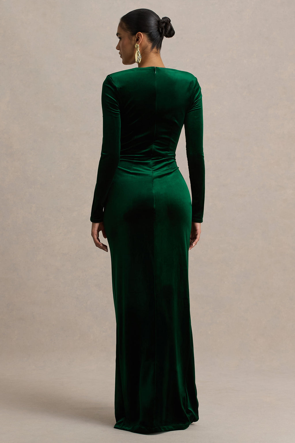 Isadora | Bottle Green Velvet Corset Maxi Dress