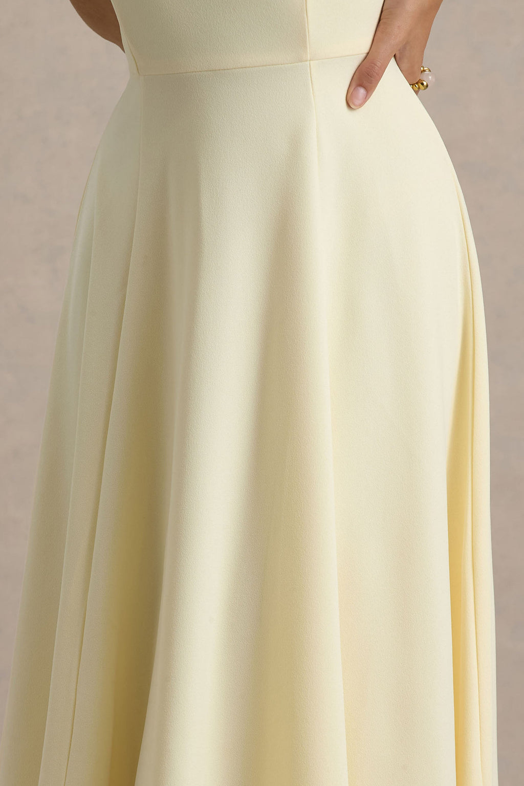Leonie | Pale Lemon Halter Bandage A-Line Midi Dress