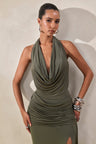 Romilly | Sage Green Plunge Neck Thong Bodysuit