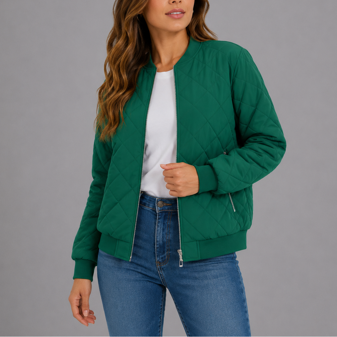 Leonie | Womens Quilted Bomber Jacket For Everyday Elegance