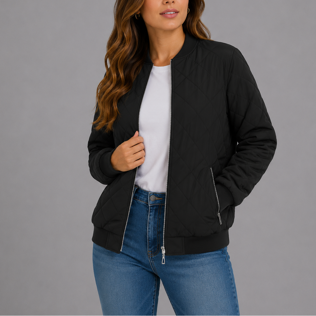 Leonie | Womens Quilted Bomber Jacket For Everyday Elegance
