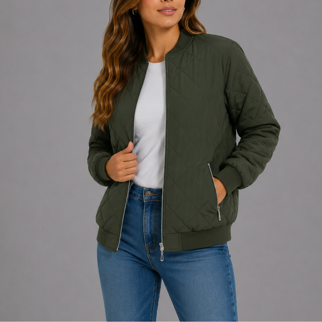 Leonie | Womens Quilted Bomber Jacket For Everyday Elegance