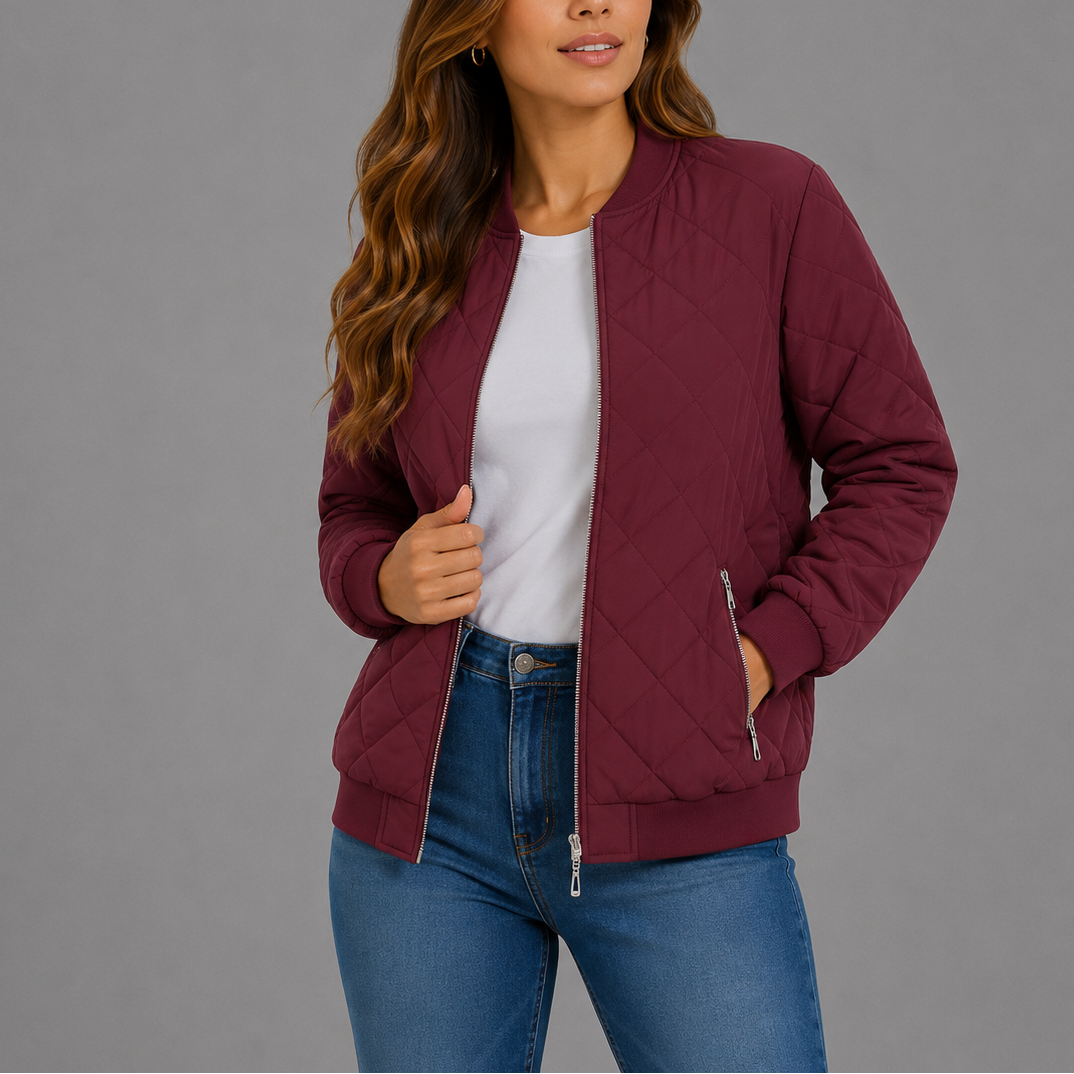 Leonie | Womens Quilted Bomber Jacket For Everyday Elegance